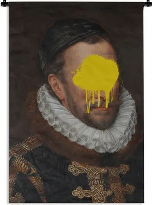 Produktbild von MuchoWow® Wandteppich Wandbehang Wilhelm von Oranien - Adriaen Thomasz - Gelb 120x180 cm Tapisserie Dekoration Wandtuch - Schlafzimmer - Dekorationen für das Haus