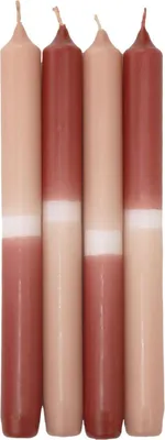Produktbild von INNA-Glas Dip Dye Stabkerzen LISSITA, 4 Stück, lachs-altrosa, 25cm, Ø2,3cm, 11h - Tafelkerze