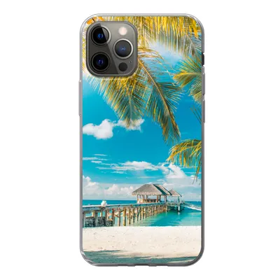 Produktbild von MuchoWow® Handyhülle Schutzhülle Hülle für iPhone 12 Pro Tropisch - Strand - Palme Silikon Softcase Handy Hülle - Abdeckung
