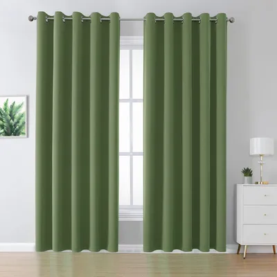 Produktbild von Set aus 2 thermisch isolierten Verdunkelungsgardinen, 229 x 152 cm - Salbeigrün