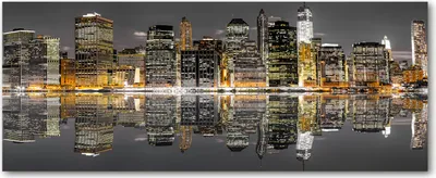 Produktbild von Tulup® Glas-Bild Wandbild aus Glas - 125x50 - Wandkunst - Wandbild hinter gehärtetem Sicherheitsglas - Dekorative Wand für Küche & Wohnzimmer  - Landschaften - New York bei Nacht - Schwarz