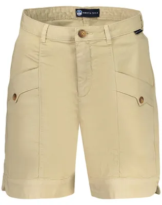 Produktbild von Beige Damen Cargo-Shorts mit 3 Taschen, Knopf & Reißverschluss