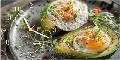 Produktbild von Wanduhr aus Glas mit Motiv Avocado Frühstück- 60 x 30 cm - inkl. Aufhängesystem