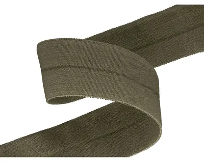 Falzgummi 20mm in Armeegrün hochelastisch – Faltgummi Schrägband Detailansicht.