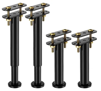 Immagine prodotto di Set di 4 piedini regolabili per mobili, da 25 a 42 cm, colore nero, in metallo