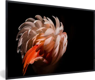 Produktbild von MuchoWow® Gerahmtes Poster Flamingo - Federn - Licht - Makro 90x60 cm - Poster mit Schwarzem Bilderrahmen Wandposter Rahmen Foto Bilder - Fotorahmen - Foto-Plakat