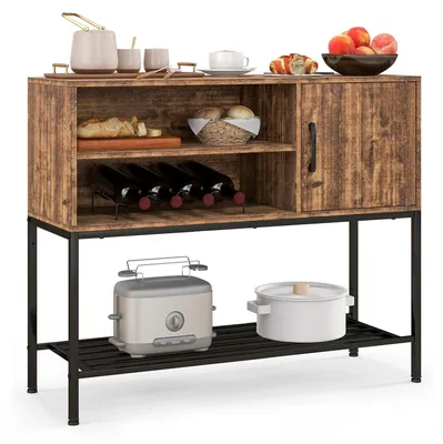 Productafbeelding van Dressoir - Sideboard - Opbergkast - Buffetkast - Ladekast - Met Wijnrek - Met Metalen Plank - 100x35x83 cm