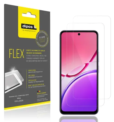 Produktbild von 2x Schutzfolie für Vivo Y31s 2026 Folie, 100% Displayabdeckung, dipos Flex