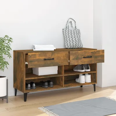 Produktbild von The Living Store Schuhschrank Räuchereiche 102x35x55 cm Holzwerkstoff