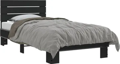 Zdjęcie produktu dla Maison Exclusive – rama łóżka czarna 75 x 190 cm, materiał drewnopochodny i metal