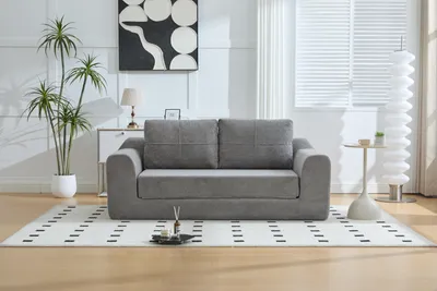 Image de Canapé-lit 2-en-1 179 cm – Futon pliable gris foncé, coussins inclus, design compact, canapé de sol et matelas de couchage, 178 x 96 x 61,5 cm, pour le salon et la chambre d'amis