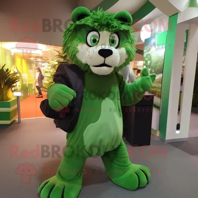 Obrázek produktu pro Postava REDBROKOLY maskota zeleného šavlozubého tygra oblečená do áčkových šatů a tašek Messenger