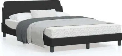 Produktbild von Design Bettgestell mit Kopfteil Schwarz 140x190 cm Samt, Klassische Betten 2024 Neu