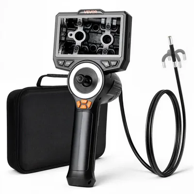 Zdjęcie produktu dla Kamera endoskopowa obrotowa VEVOR z oświetleniem, kamera inspekcyjna z ruchomą głowicą 360°, wodoodporna kamera do rur IP67 z wyświetlaczem 4,5 cala, kabel 1,5 m, bateria 3000 mAh, kamera endoskopowa 6,2 mm do samochodu i domu