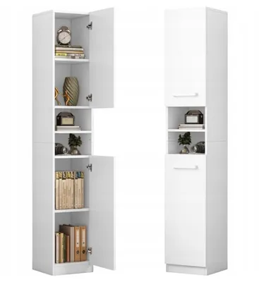 Zdjęcie produktu dla Regał Szafka Biała Nowoczesna Stojąca Słupek Wysoki Loft 2 Drzwi 180 Cm