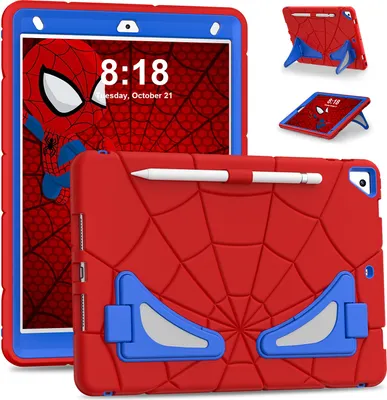 Produktbild von Schutzhülle für iPad 10.2 2021/2020/2019, iPad 9th/8th/7th Gen Hülle Robuste Stoßfeste Ständer für Kinder Jungen Rot Blau