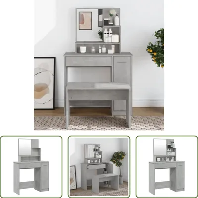 Immagine prodotto di The Living Store Comodino con specchio grigio cemento 86,5x35x136 cm