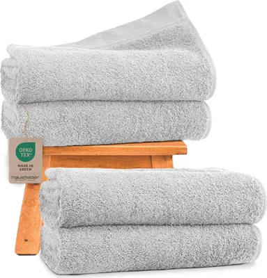 Produktbild von Hausfelder Handtücher Premium Duschtuch 4er Set (Hellgrau, 4 Duschtücher 70x140 cm)