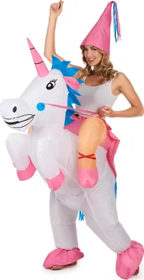 Immagine prodotto di Gonfiabile principessa su unicorno signore costume piggyback colorato - taglia unica