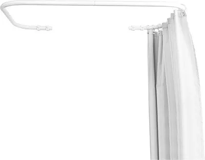 Image de Barre de douche en U sans support plafond - montage mural - 1 pièce - blanc - 70 x 110 x 70 cm