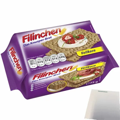 Produktbild von Filinchen Vollkorn das Knusperbrot (75g Packung) + usy Block