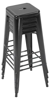 Produktbild von 4 industrielle stapelbare Barhocker mit Fußstütze | Farbe: Grau | Abmessungen: 43x43x76 cm