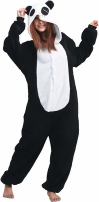 Produktbild von Katara 1744 -  Panda schwarz-weiß M (155-165cm), Jumpsuit, Onesie, Karneval, Overall, Party, Karnevals-Kostüm, Verkleidung zum Fasching, Schlafanzug, Hausanzug, Jogginganzug, Cosplay, Tierkostüm für Erwachsene