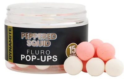 Produktbild von Dynamite Baits Peppered Squid Fluro Pop-Ups 15 mm