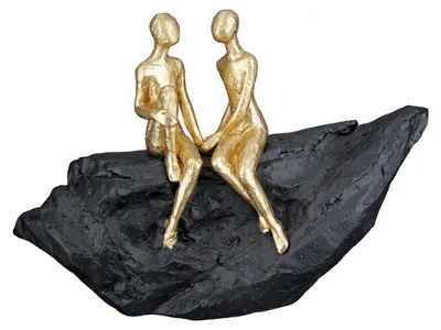 Productafbeelding van Gilde sculptuur, "Verliefd", kunsthars, zwart, goudkleurig, set van 2, lengte 6 cm, breedte 24 cm, hoogte 17 cm. Artikelnummer: 37460, EAN: 4063387374603