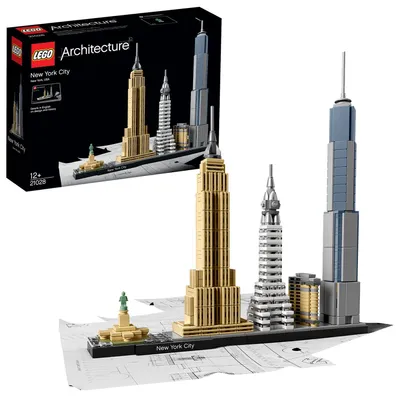 Produktbild von LEGO Architecture New York City Set, Skyline-Modellbausatz mit World Trade Center und Freiheitsstatue, Basteln für Erwachsene, Home und Büro-Deko, Geschenke für Frauen und Männer 21028
