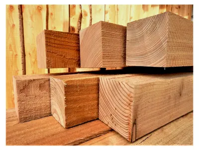 Produktbild von Lärchenkantholz 60 x 60 mm, 80 cm lang - Pfosten, Zaunpfosten, Holzpfosten, Holzbalken, Zaunpfahl (2 Stück)