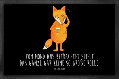 Produktbild von Mr. & Mrs. Panda Schmutzmatte Fuchs Lord 50 x 75 cm - Schwarz - Geschenk, Fussmatte, Spruch Lustig, Mond, Fußabtreter, Gummimatte, Schmutzfangmatte, Neugierig, fußmatte