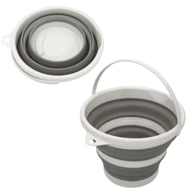 Faltbarer Eimer 3 L Camping Garten Grau TPR