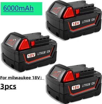 Obrázok produktu pre Sada akumulátorov – náhradný akumulátor M18 – 18 V Li-Ion – 6,0 Ah – 3 ks – bez nabíjačky – kompatibilný s M18B5, 48-11-1860