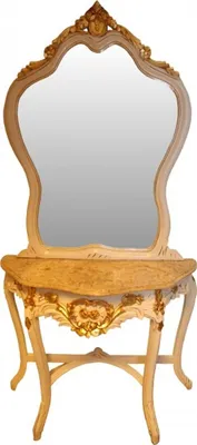 Produktbild von Casa Padrino Barock Spiegelkonsole mit Marmorplatte Creme/Gold, Höhe 195 cm, Antik Look