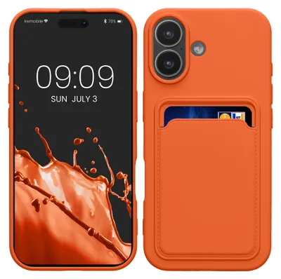 Produktbild von kwmobile Handyhülle für Apple iPhone 17 Hülle mit Kartenfach - TPU Case - Kabelloses Laden - Schutzhülle Cover in Orange