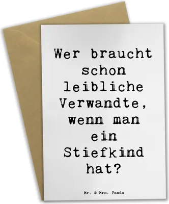 Produktbild von Mr. & Mrs. Panda Grußkarte Spruch Stiefkindliebe - Weiß - Geschenk, Patchworkfamilie, familiäre Liebe, Familienbeziehungen, Familienmitglieder, Beileidskarte, Grußkarten