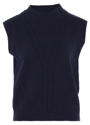 Image de CALEY  Gilet sans manches en maille pour femme - Bleu, XL/XXL