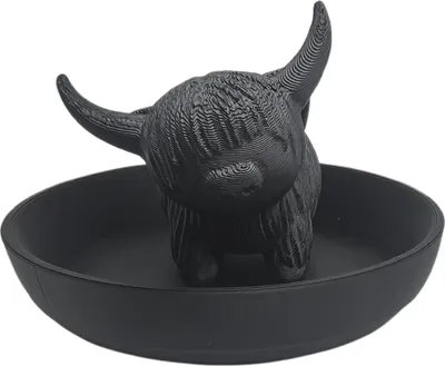Produktbild von Ringhalter für Hochlandrinder, Mini-Ringschale für Hochlandrinder, Kunststoff-Statue für Rinder, Schmuckständer für Hochzeit, Jahrestag, Braut, Verlobung, Geschenk