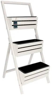 Imagen del producto de KOTARBAU® Estantería escalonada para flores, con bandeja, 3 niveles, 46x58x105 cm, color blanco