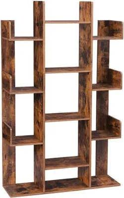 Obrázok produktu pre Knižnica s 13 policami, 86×25×140 cm - rustikálna hnedá