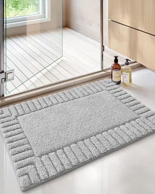 Produktbild von Rutschfeste, waschbare und saugfähige Badematte, weiche Badematte für Badezimmer, Dusche, Badewanne und Waschküche, hellgrau, 40 x 60 cm