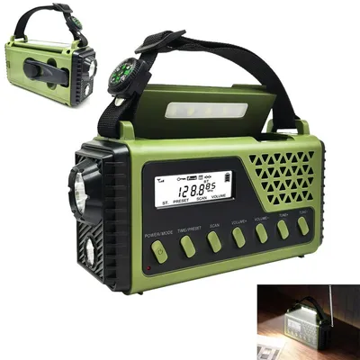 Produktbild von Multifunktionales Notfall-Radio mit Solar, Handkurbel, Bluetooth, LED-Taschenlampe,SOS-Signal und 8000 mAh Akku, für Outdoor, Camping und Stromausfall