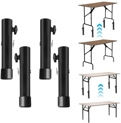 Productafbeelding van Tafelvoetverlengingen - Inklapbaar - Verstelbaar - Hoogte 9,2 cm/20 cm - Set van 4 - Robuust en duurzaam - Meubelpoten