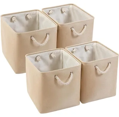 Productafbeelding van Opvouwbare opbergmanden, 33 x 38 x 33 cm, beige, set van 4