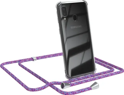 Produktbild von EAZY CASE Handykette kompatibel mit Samsung Galaxy A40, Handyhülle mit Umhängeband, Handykordel, Schutzhülle Clear, Band in Bunt