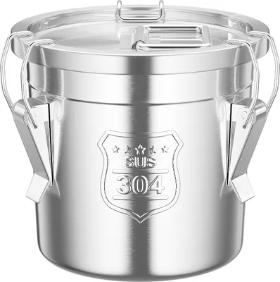 Produktbild von 6L Edelstahl Reiskübel mit Deckel Kücheneimer Getreidebehälter Weinbehälter Vorratsbehälter Verriegelungsklemme Mehlbehälter Wasserbehälter (silber)
