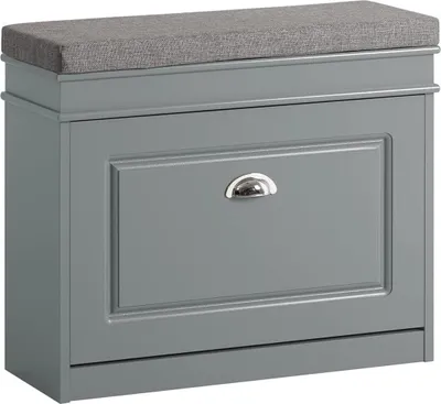 Immagine prodotto di SoBuy Scarpiera con seduta imbottita e rivestimento Panca per scarpe 61x24x51cm - Grigio