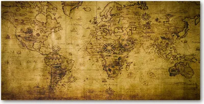 Produktbild von Tulup® Leinwandbild - 140x70 cm - Wandkunst - Drucke auf Leinwand - Leinwanddruck  - Landkarten & Flaggen - Beige - Alte Weltkarte
