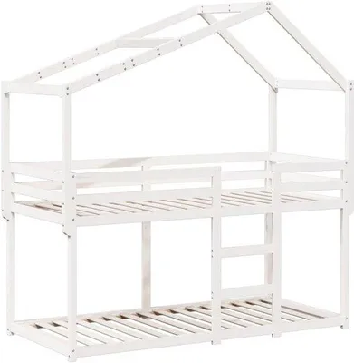 Produktbild von Stapelbett mit Dach Form Holz weiß 90x190 cm Kinderbett